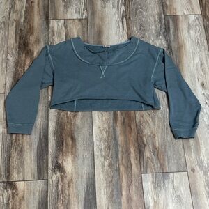 Free People Teal Long Sleeve Crop Top